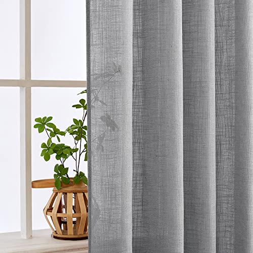Grey Linen Curtains 52x90 Inch Long for Bedroom Living Room 2 Panels (52"W x 90"L (Pack of 2) / Grey)