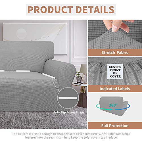 Waterproof Loveseat Couch Cover Stretch Jacquard Sofa Cover (Light Gray / Loveseat)