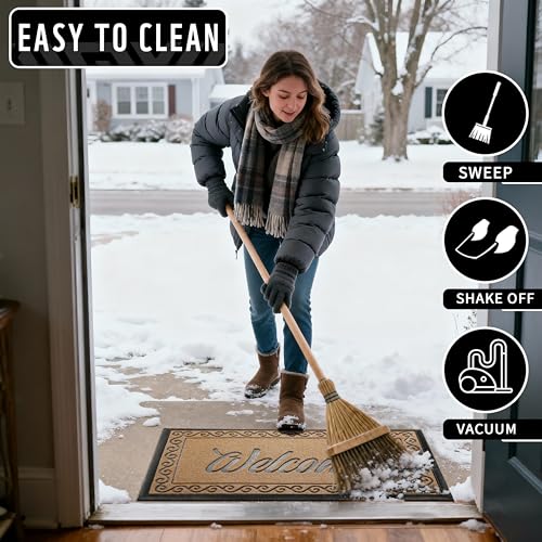 Welcome Mat Heavy Duty Sturdy Door Mats for Home Entrance Outdoor Indoor (Brown / 60x36 Inch)