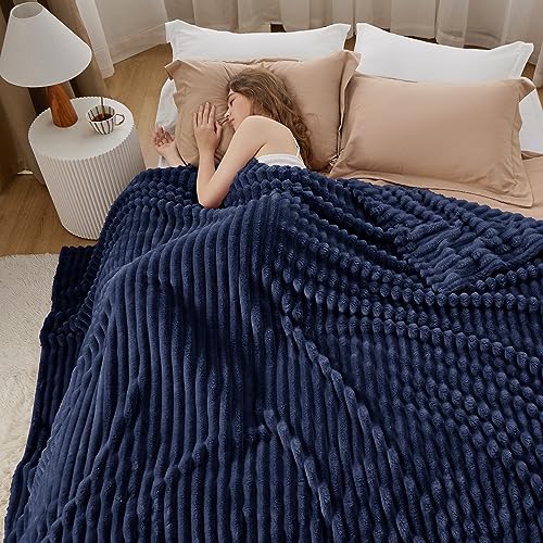 Soft Queen Size Blanket for Bed Navy Blue 90"x90" (Navy / Queen)
