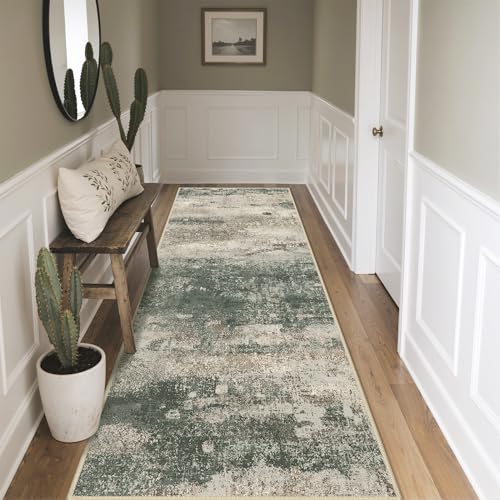 2x6 Runner Rug for Hallway (Dark Sage/Grey / 2' x 6' (Rectangular))