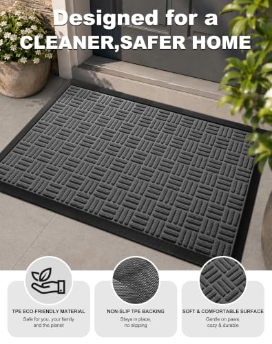 Front Door Mat Outdoor Entrance (Silver Mist / 2' x 2'11" (Rectangular))