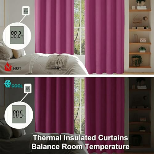 Ava Hot Pink Short 36 Inches Blackout Curtain 2 Panels Set (Hot Pink / 40"W x 36"L (Pack of 2))