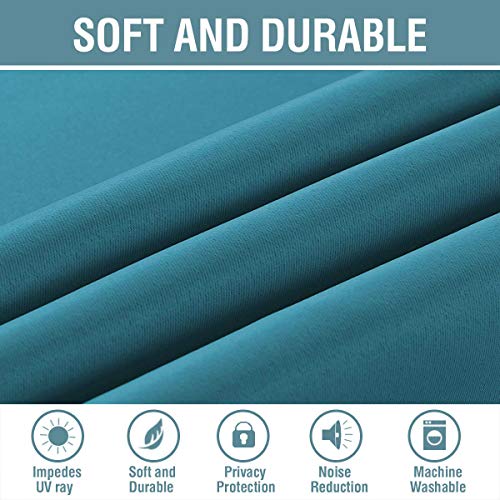 Blackout Curtains Drapes 63 Inch Length for Bedroom (52"W x 63"L (Pack of 1) / Turquoise Blue)