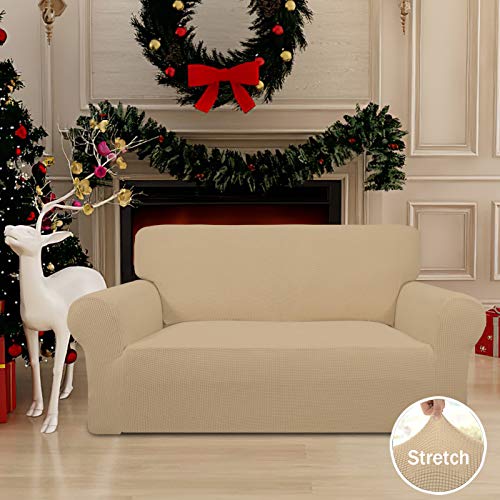Stretch Loveseat Couch Covers Washable Sand (Medium Loveseat / Sand)