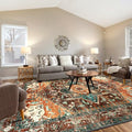 9x12 Large Area Rug (9' x 12' / Rust/Dull Teal)