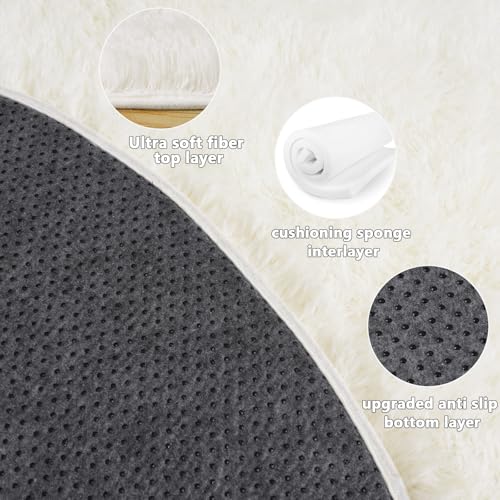 4'x4' Cream Round Rugs for Girls Bedroom (4' (Round) / Cream)