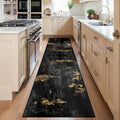 Washable Runner 2'x6' Abstract Area Rug for Hallway Black Gold (Black/Gold / 2' x 6' (Runner))