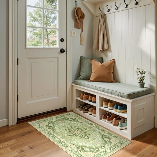 Washable Area Rug (Green/Yellow / 2' x 4' (Rectangular))