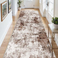 3x12 Washable Runner Rugs for Hallway (Brown/Khaki/White / 3' x 12' (Runner))