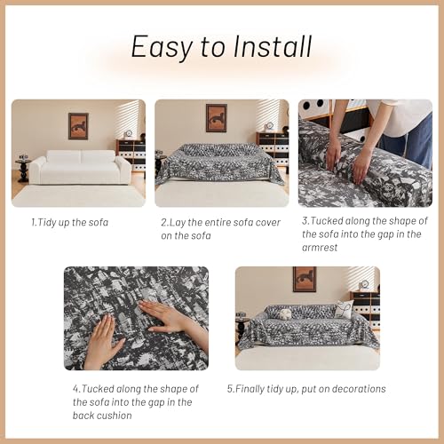 Couch Covers for 3 Cushion Couch Sofa (71" x 118" / 7# Grey Blur Mottling)