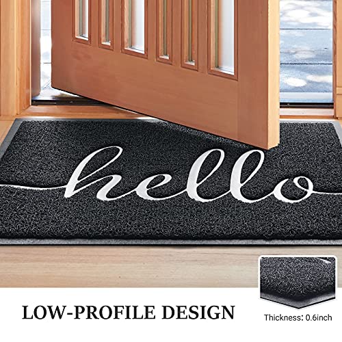 Door Mat Welcome Mat Floor Mat for Entryway (Black-hello / 1'6" x 2'6" (Rectangular))