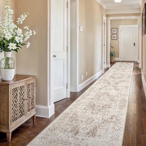 2'6"x16 Washable Long Runner Rug (Ivory/Beige / 2'6" x 16' (Runner))