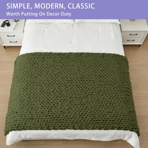 Chunky Knit Throw Blanket for Couch (Yellow Green / 40"x80" (Special Size Throw))