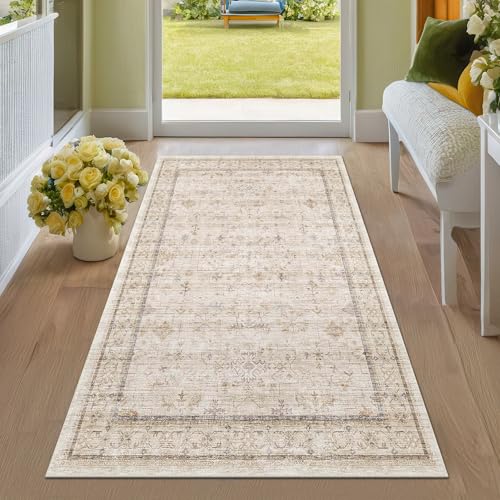 Washable Cream Farmhouse Bathroom Rug (3' x 5' (Rectangular) / Light Sand Beige)