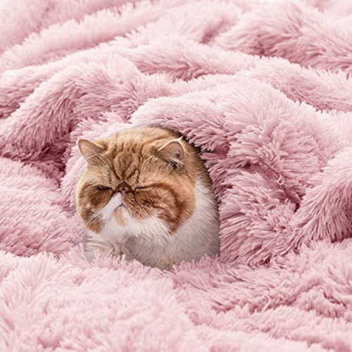 Faux Fur Fluffy Sherpa Throw Blanket Couch Twin Pink 60"x80" (04- Pink / Twin (60" X 80"))