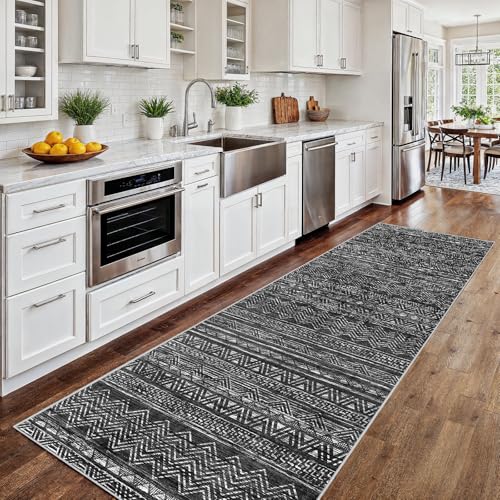 2x8 Runner Rug Washable Moroccan (Charcoal Gray / 2' x 8')