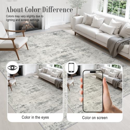 Area Rug Living Room (Grey White / 5' x 5' (Square))