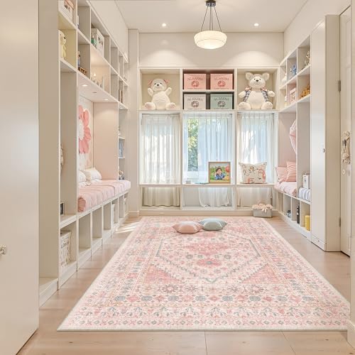 Pink Rugs for Bedroom (Pink/Blue / 5' x 8' (Rectangular))