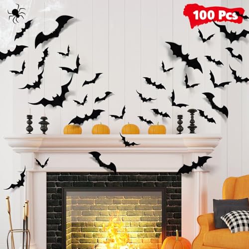 100Pcs Bats Halloween Decorations (Black)