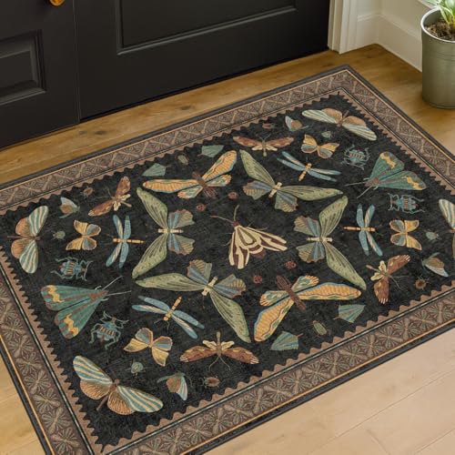 Small Black Entryway Rug (2' x 3' (Rectangular) / Black / Multi)