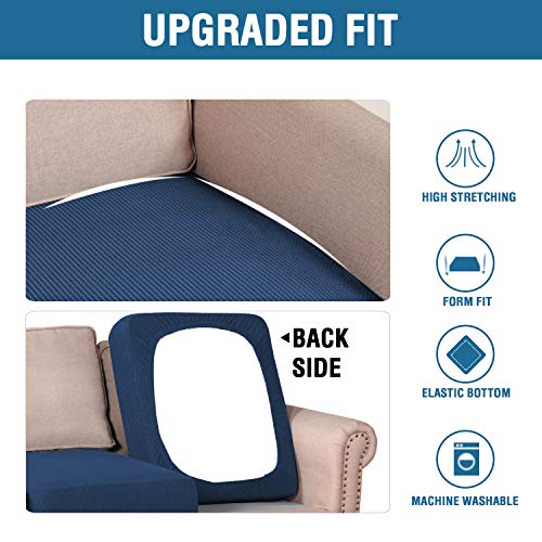 Super Stretch Stylish Cushions Covers (Navy / 3 Cushion Sofa)