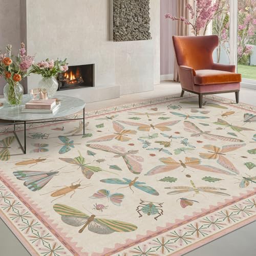 Pastel Pink Girls Rugs for Bedroom 6x8 (6' x 8' (Rectangular) / Beige Pink)