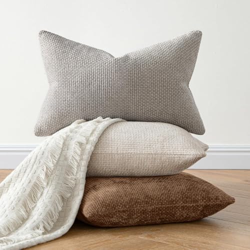 Dercorative Lumbar Throw Pillow Covers 12x20 in Golden Brown 2 Pack (20" x 12" (Pack of 2) / Golden Brown)