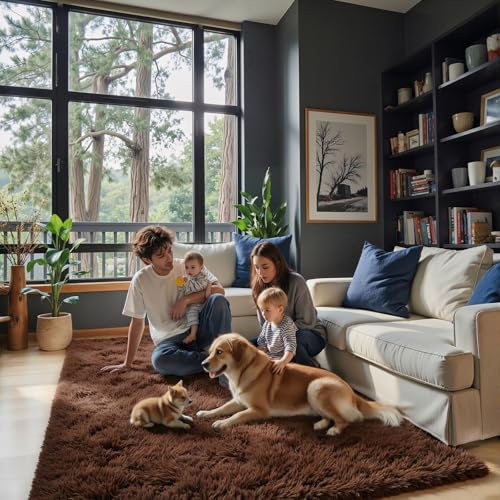Fluffy Rug Shag Area Rug (Coffee / 3' x 5' (Rectangular))