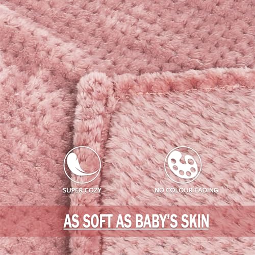 Soft Waffle Fleece Bed Blanket Twin Size (Pink / 60x80 in)