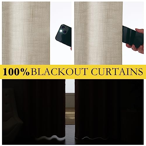 Taupe 100% Blackout Linen Curtains 84 inch Long Burg (52"W x 84"L (Pack of 2) / Taupe)