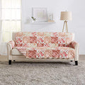 Reversible Floral Patchwork Sofa Furniture Protector (Sofa / Burgundy / Taupe)
