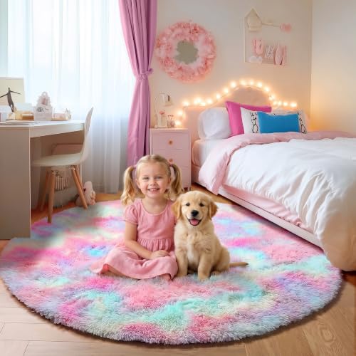 Rainbow Round Area Rugs 5ft (Colorful Rainbow / 5' (Round))