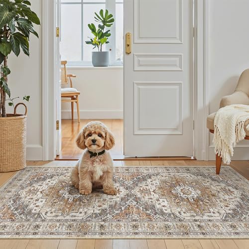 Washable Area Rug 2x4 (Turmeric/Grey / 2' x 4' (Rectangular))