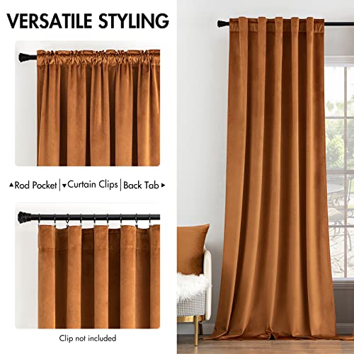 Velvet Curtains 52x108 inches 2 Panels Gold Brown Blackout Curtains (Gold Brown / 52"W x 108"L (Pack of 2))