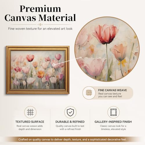 Colorful Spring Flowers Vintage Gold Framed Wall Art 8x10 inch (07-Pastel tulips / 8x10)