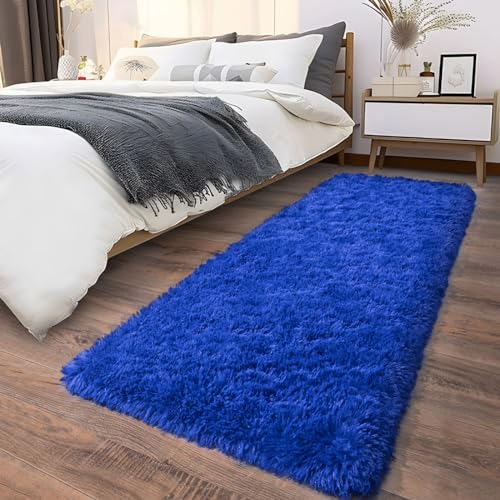 Soft Runner Rugs for Bedroom Hallways (2' x 6' (2 pcs) / Royal Blue)