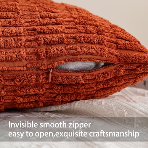 Pack of 2 Corduroy Decorative Throw Pillow Covers 12x24 Inch (Rust / 24" x 12" (Pack of 2))
