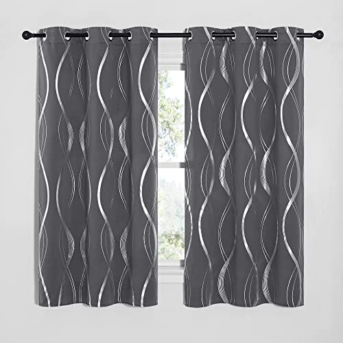 Bedroom Small Blackout Curtain Panels (1 - Grey / 34"W x 63"L (Pack of 2))
