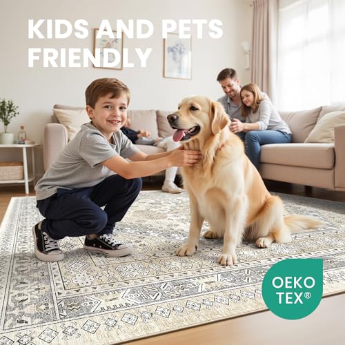 2x3 Rug Non Slip (Beige/Grey / 2' x 3' (Rectangular))