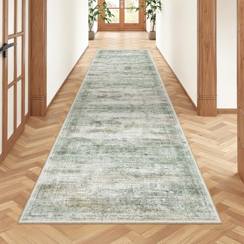 2x8 Runner Rug Non Slip (Green/Yellow/Ivory / 2' x 8' (Runner))