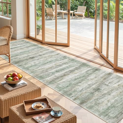 2x12 Runner Rug Non Slip (Green/Yellow/Ivory / 2' x 12' (Runner))