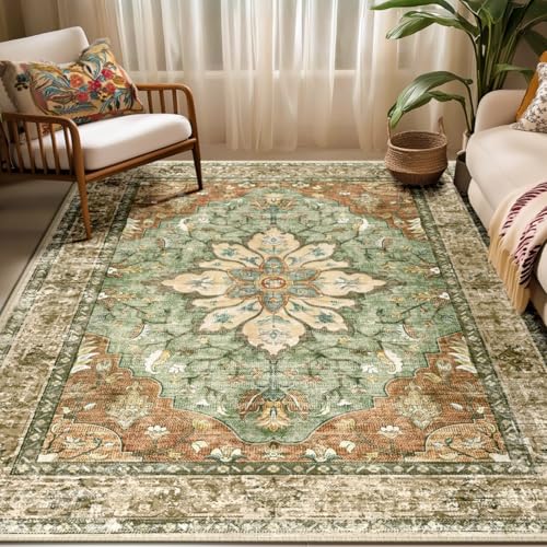 Washable Area Rug (Brick/Brown/Green / 5' x 7' (Rectangular))