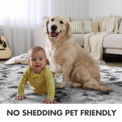 4x6 Ft Shag Area Rug for Bedroom Living Room (Bd Black White 4sm11 / 4' X 6' (Rectangular))