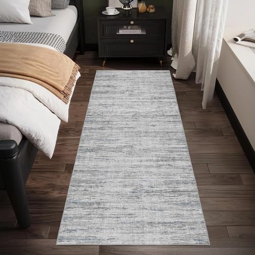 3x8 Runner Rug Non Slip Washable Rugs for Hallways (Blue/Grey / 3' x 8' (Runner))