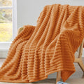 Ribbed Fleece Fall Twin Blanket (Burnt Orange / Twin(60"x80"))
