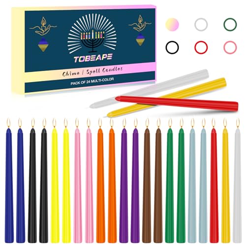 10 Inch Colored Taper Candle Sticks 24 Pack (10 inch Taper Candle-24pcs / Multicolor)