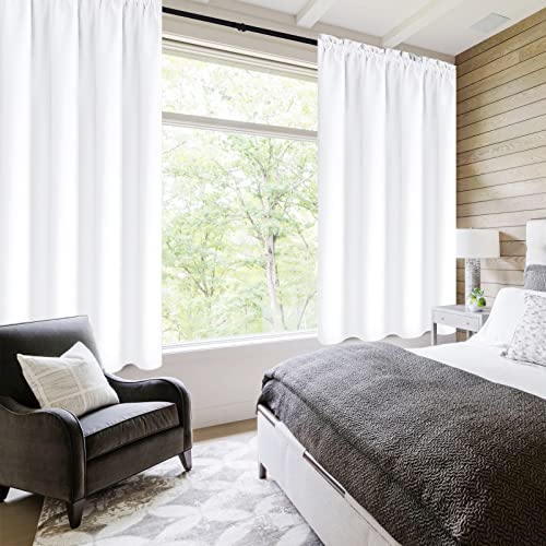 White Curtains 50% Light Blocking for Living Room 63 Inch 2 Panels (Pure White / 38"W x 63"L (Pack of 2))