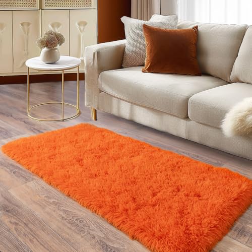 Soft Runner Rugs for Bedroom Hallways (2' x 4' (1 pc) / Orange)