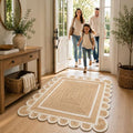 Scalloped Natural Jute Area Rug 3x5 Ft (Off White / 3' x 5' (Rectangular))